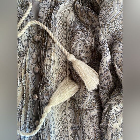 Diesel Black Gold Min Dress Gray Relaxed Paisley Peasant Bohemian Made Italy 38 - Picture 5 of 10